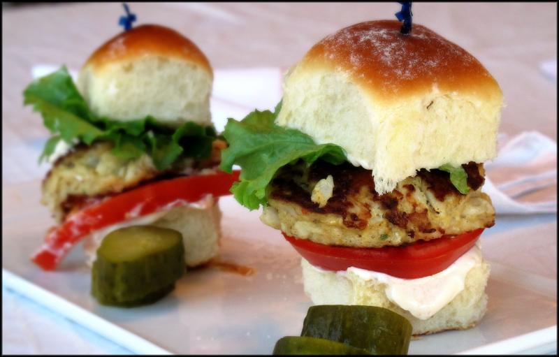 Crab cakes with lettuce, tomato and mayo on Old World Breads slider buns. JACK CLEMONS PHOTOS